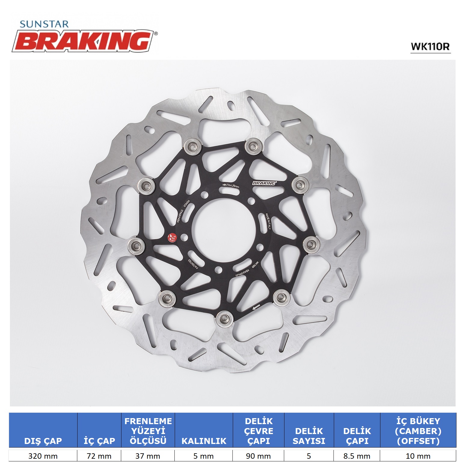 DUCATI DALGALI ÖN PERFORMANS FREN DİSKİ (SAĞ) / DUCATI / HYPERSTRADA / 821cc / ÖN SAĞ  / 2013-2014-2015
