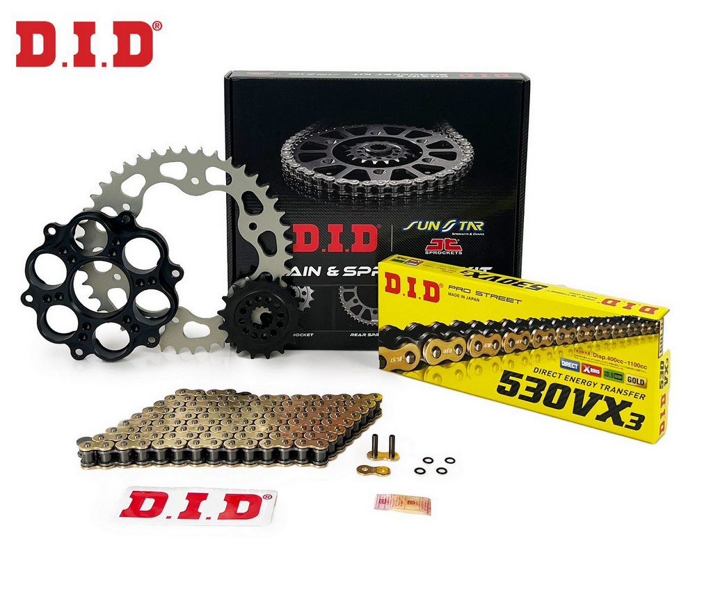 ZİNCİR DİŞLİ SETİ - DUCATI MULTISTRADA PIKES PEAK (1200 CC)  - (2012-2017) / DUCATI / MULTISTRADA PIKES PEAK / 1200cc / ZİNCİR : DID-530VX3 (GOLD)-108 ( DID 1100 CCYE KADAR ÖNERİR ) / DİŞLİ : (15T -40T)  / 2012-2013-2014-2015-2016-2017