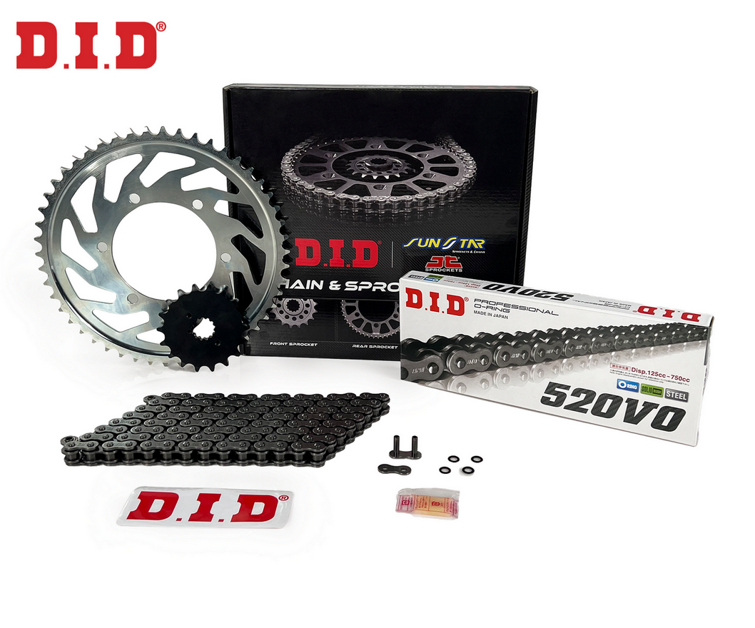 ZİNCİR DİŞLİ SETİ - SUZUKI SV 650 (650 CC)  - (2016-2022) / SUZUKI / SV 650 / 650cc / ZİNCİR : DID-520 ORING-112 / DİŞLİ : (15T -46T)  / 2016-2017-2018-2019-2020-2021-2022