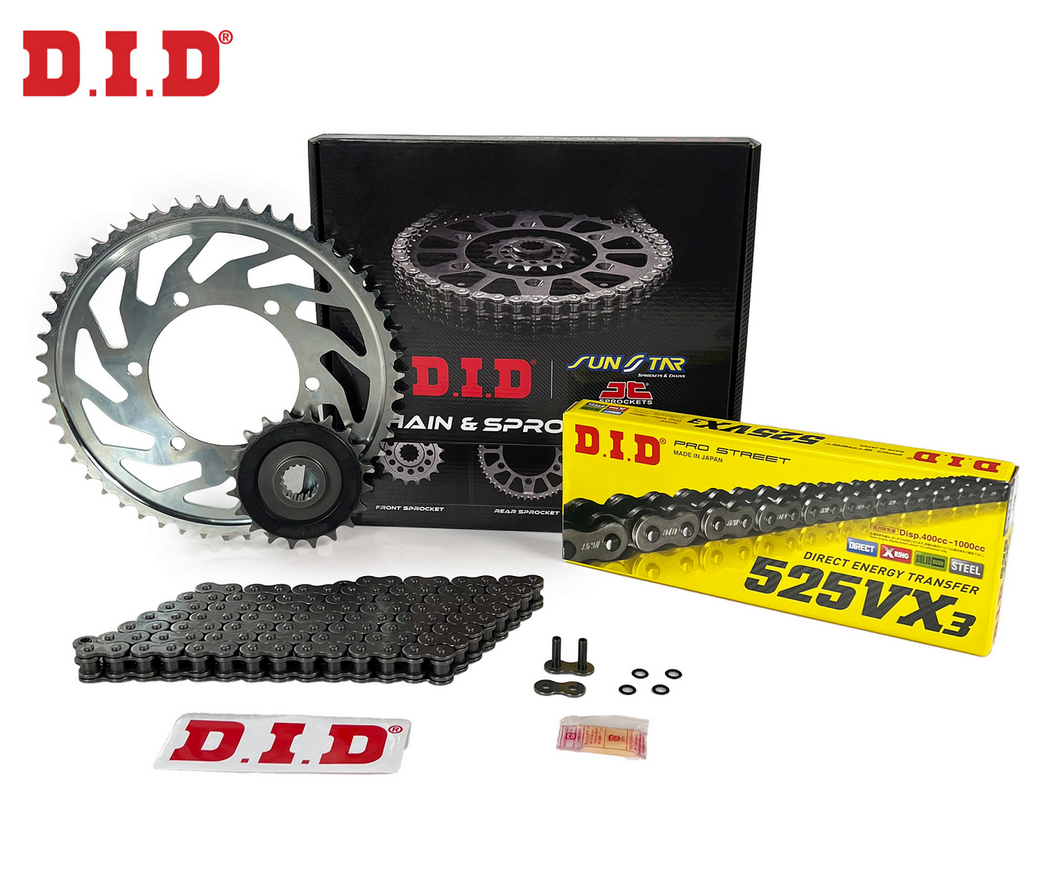 ZİNCİR DİŞLİ SETİ - YAMAHA XT Z TENERE (700 CC) - (2019-2024) / YAMAHA / XT Z TENERE / 700cc / ZİNCİR : DID-525VX3 (ÇELİK)-122 / DİŞLİ : (15T -46T)  / 2019-2020-2021-2022-2023-2024