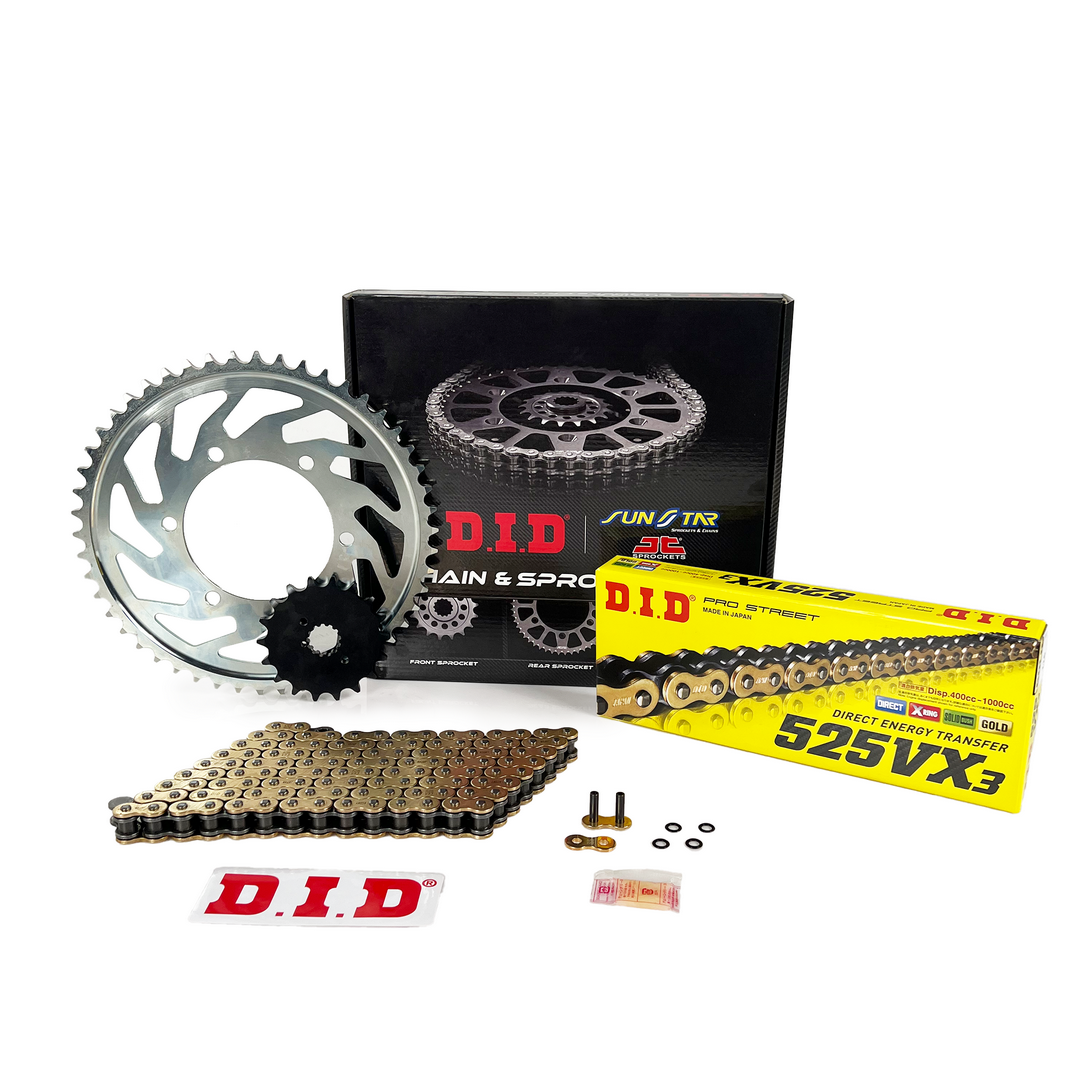 ZİNCİR DİŞLİ SETİ - TRIUMPH THRUXTON RS (1200 CC) - (2020-2021) / TRIUMPH / THRUXTON RS / 1200cc / ZİNCİR : DID-525VX3 (GOLD)-100 ( DID 1000 CCYE KADAR ÖNERİR ) / DİŞLİ : (16T -42T)  / 2020-2021