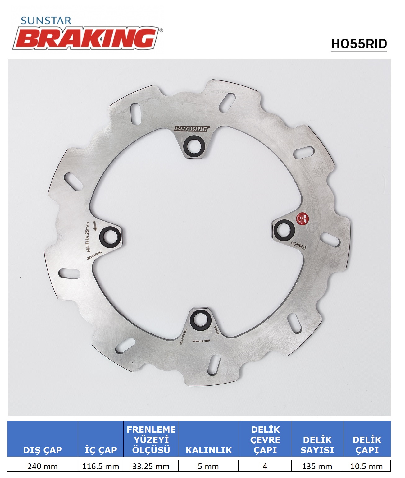 HONDA CBF 500-600-1000 / X-ADV 750 / CBR 600 F DALGALI ARKA FREN DİSKİ / HONDA / CBF 500 / 500cc / ARKA  / 2004-2005-2006-2007-2008