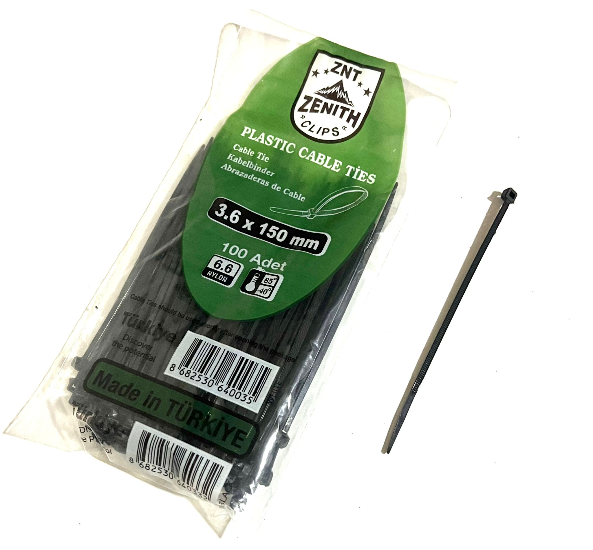 CIRT 3,6 MM X 150MM KABLO BAĞI İTHAL SİYAH  (1 PAKET = 100 ADET ) / UNIVERSAL / cc