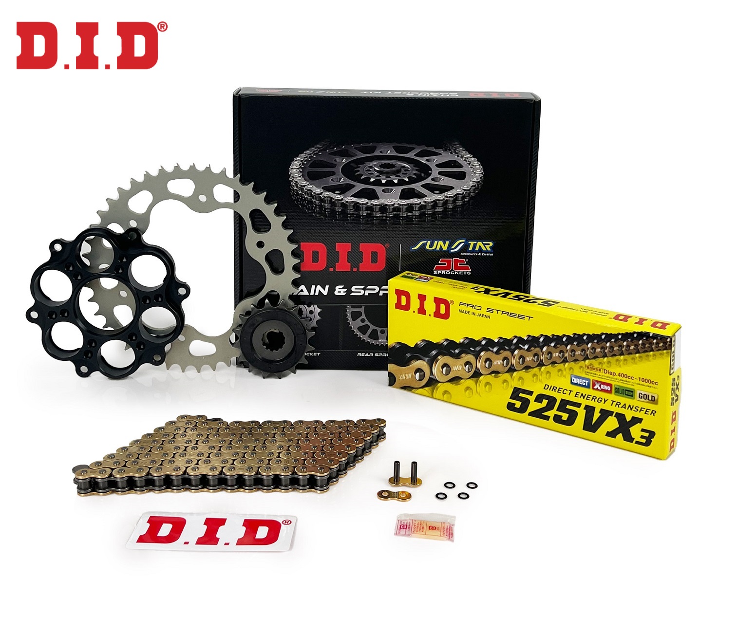 ZİNCİR DİŞLİ SETİ - DUCATI 1098 / S (1100 CC) - (2007-2008) / DUCATI / 1098 / S / 1100cc / ZİNCİR : DID-525VX3 (GOLD)-98 ( DID 1000 CCYE KADAR ÖNERİR ) / DİŞLİ : (15T -38T) / 2007-2008
