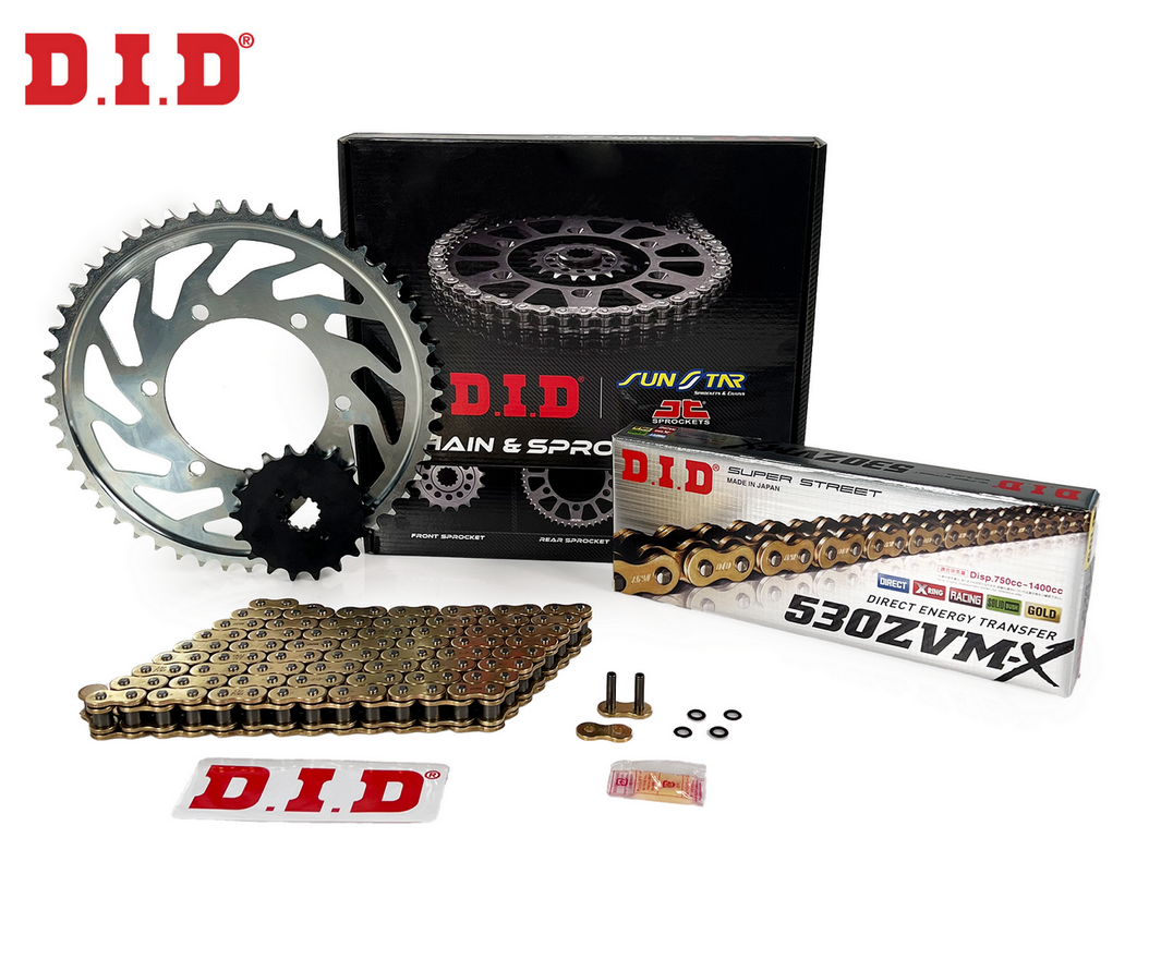 ZİNCİR DİŞLİ SETİ - KAWASAKI ZZR BREMBO CALIPER (1400 CC)  - (2016-2021) / KAWASAKI / ZZR BREMBO CALIPER / 1400cc / ZİNCİR : DID-530ZVM-X (GOLD)-118 / DİŞLİ : (17T -41T) - ARKA DİŞLİ (ORJ-1) / 2016-2017-2018-2019-2020-2021