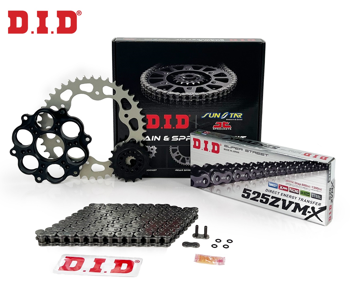 ZİNCİR DİŞLİ SETİ - DUCATI 1098 / S (1100 CC)  - (2007-2008) / DUCATI / 1098 / S / 1100cc / ZİNCİR : DID-525ZVM-X (ÇELİK)-98 / DİŞLİ : (15T -38T) / 2007-2008