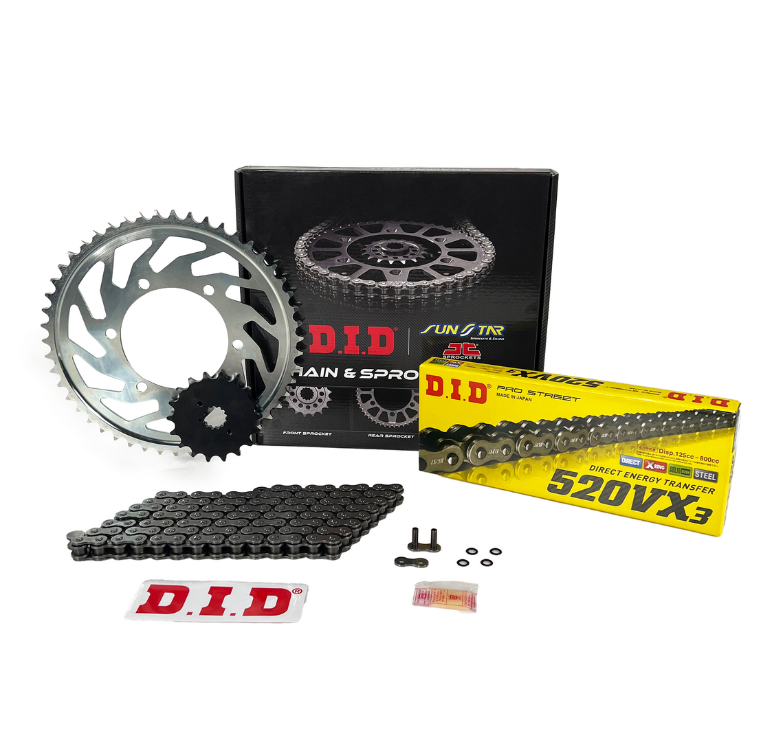 ZİNCİR DİŞLİ SETİ - YAMAHA WR F (450 CC) - (2007-2009) / YAMAHA / WR F / 450cc / ZİNCİR : DID-520VX3 (ÇELİK)-114 / DİŞLİ : (14T -50T) - ÖN DİŞLİ (ORJ+1)  / 2007-2008-2009