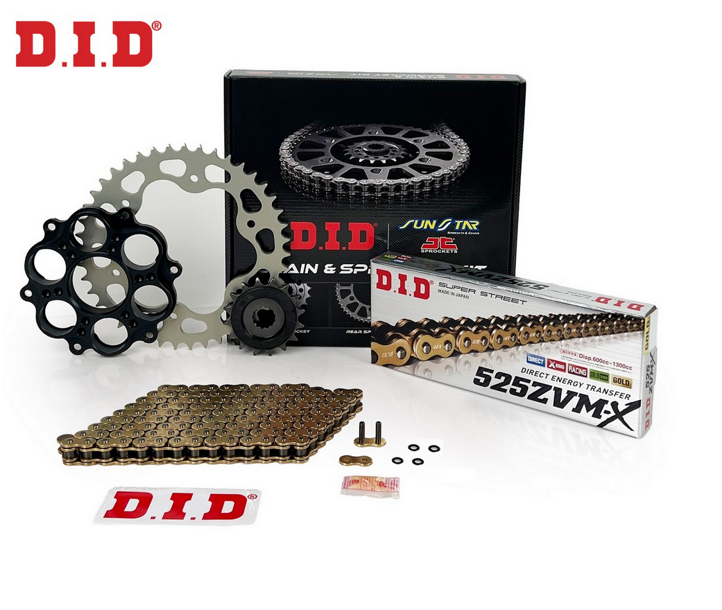 ZİNCİR DİŞLİ SETİ - DUCATI HYPERSTRADA (821 CC) - (2013-2015) / DUCATI / HYPERSTRADA / 821cc / ZİNCİR : DID-525ZVM-X (GOLD)-108 / DİŞLİ : (15T -45T)  / 2013-2014-2015