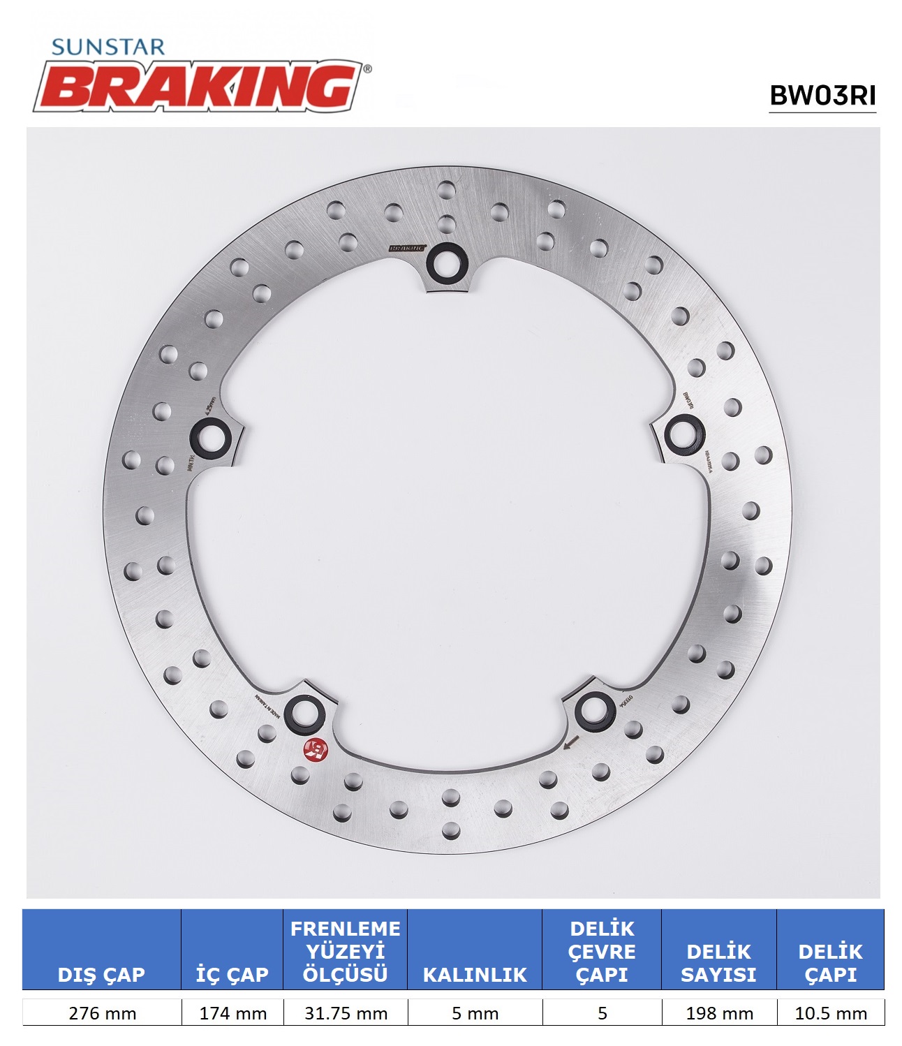 BMW R850-1100-1150 YUVARLAK ARKA FREN DİSKİ / BMW / R 1150 RT / 1150cc / ARKA  / 2001-2002-2003-2004-2005