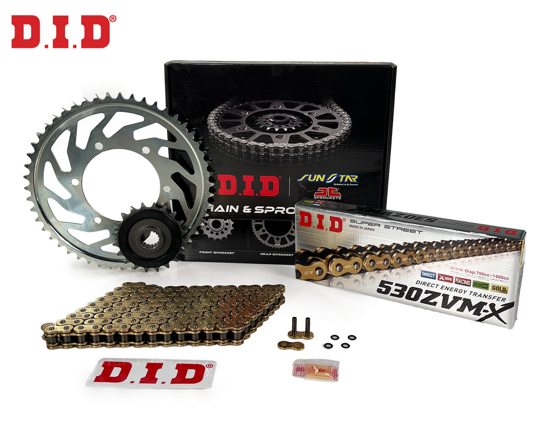 ZİNCİR DİŞLİ SETİ - TRIUMPH TIGER (1050 CC) - (2007-2013) / TRIUMPH / TIGER / 1050cc / ZİNCİR : DID-530ZVM-X (GOLD)-114 / DİŞLİ : (18T -44T)  / 2007-2008-2009-2010-2011-2012-2013