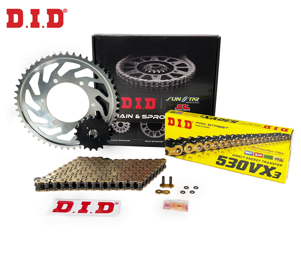 ZİNCİR DİŞLİ SETİ - HONDA VFR V-TEC (800 CC) - (2002-2010) / HONDA / VFR V-TEC / 800cc / ZİNCİR : DID-530VX3 (GOLD)-110 / DİŞLİ : (16T -43T)  / 2002-2003-2004-2005-2006-2007-2008-2009-2010