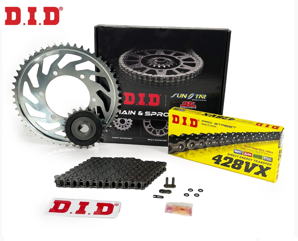 ZİNCİR DİŞLİ SETİ - HONDA CB 125 F (125 CC) - (2021-2024) / HONDA / CB 125 F / 125cc / ZİNCİR : DID-428VX (ÇELİK)-118 / DİŞLİ : (15T -41T) - ÖN DİŞLİ (ORJ+1)  / 2021-2022-2023-2024