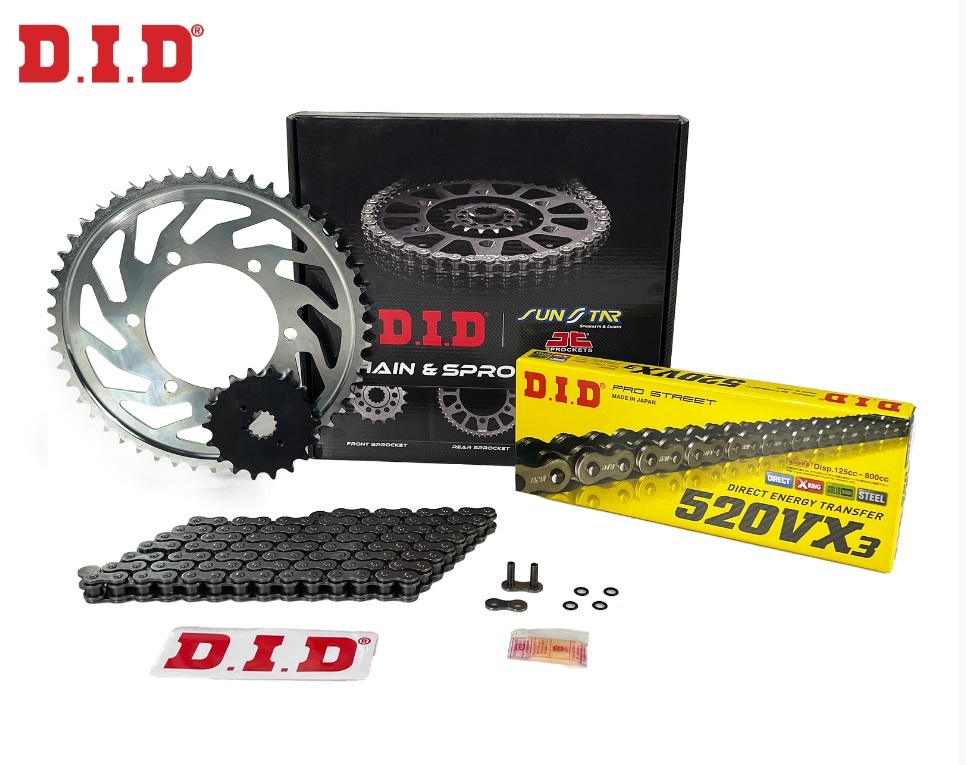 ZİNCİR DİŞLİ SETİ - KTM DUKE (890 CC)  - (2021-2023) / KTM / DUKE / 890cc / ZİNCİR : DID-520VX3 (ÇELİK)-118 ( DID 800 CCYE KADAR ÖNERİR ) / DİŞLİ : (16T -41T)  / 2021-2022-2023