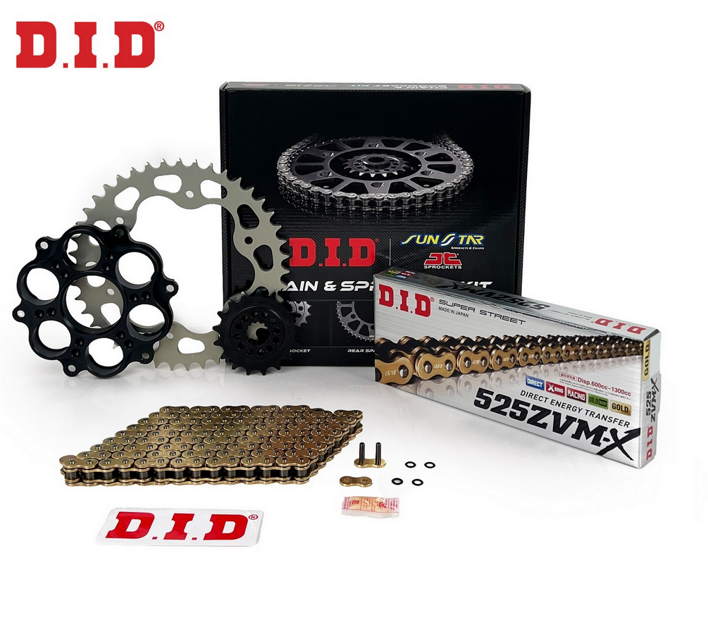 ZİNCİR DİŞLİ SETİ - DUCATI STREETFIGHTER V4 / S (1100 CC) - (2020-2024) / DUCATI / STREETFIGHTER V4 / S / 1100cc / ZİNCİR : DID-525ZVM-X (GOLD)-116 / DİŞLİ : (15T -41T) - ARKA DİŞLİ (ORJ-1) / 2020-2021-2022-2023-2024