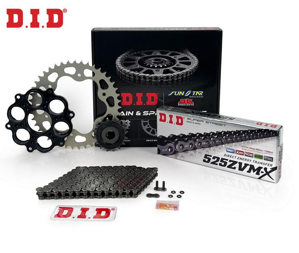 ZİNCİR DİŞLİ SETİ - DUCATI HYPERMOTARD / EVO / SP (1100 CC) - (2007-2009) / DUCATI / HYPERMOTARD / EVO / SP / 1100cc / ZİNCİR : DID-525ZVM-X (ÇELİK)-104 / DİŞLİ : (15T -42T)  / 2007-2008-2009