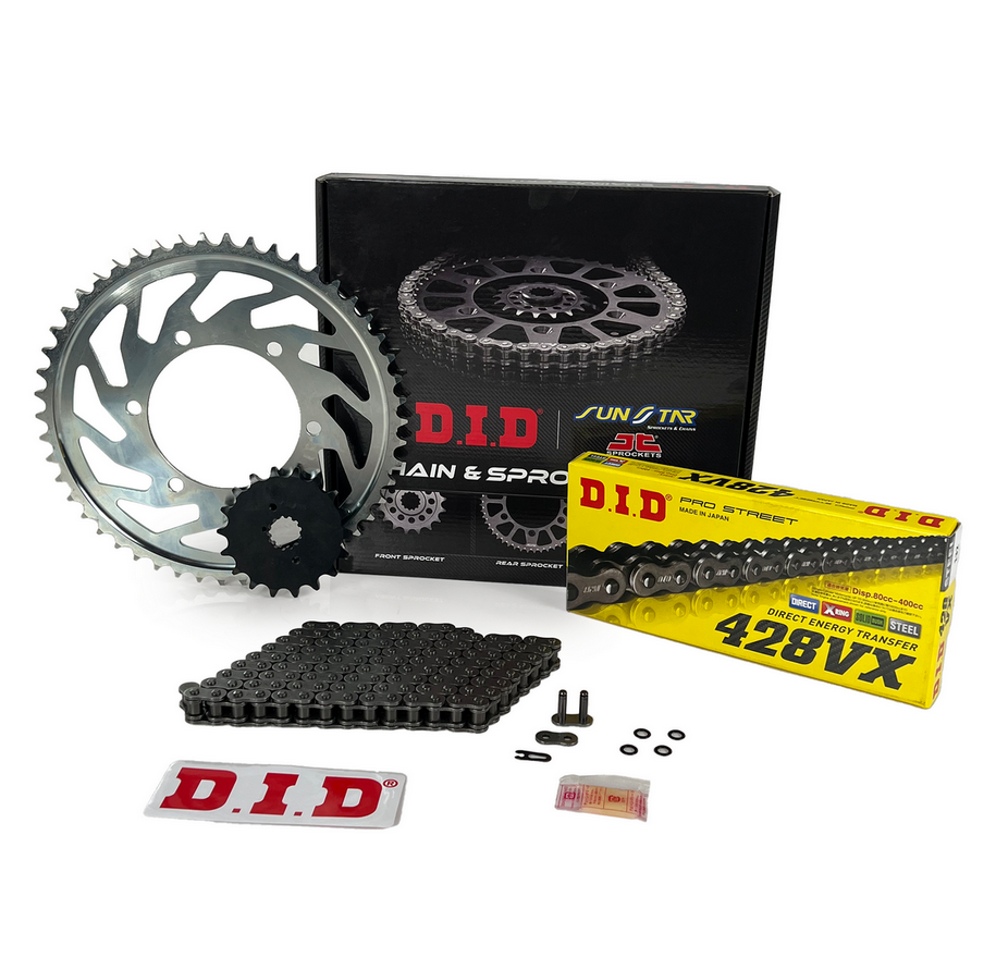 ZİNCİR DİŞLİ SETİ - HONDA CBF 150 (150 CC) - (2004-2017) / HONDA / CBF 150 / 150cc / ZİNCİR : DID-428VX (ÇELİK)-126 / DİŞLİ : (15T -43T)  / 2004-2005-2006-2007-2008-2009-2010-2011-2012-2013-2014-2015-2016-2017