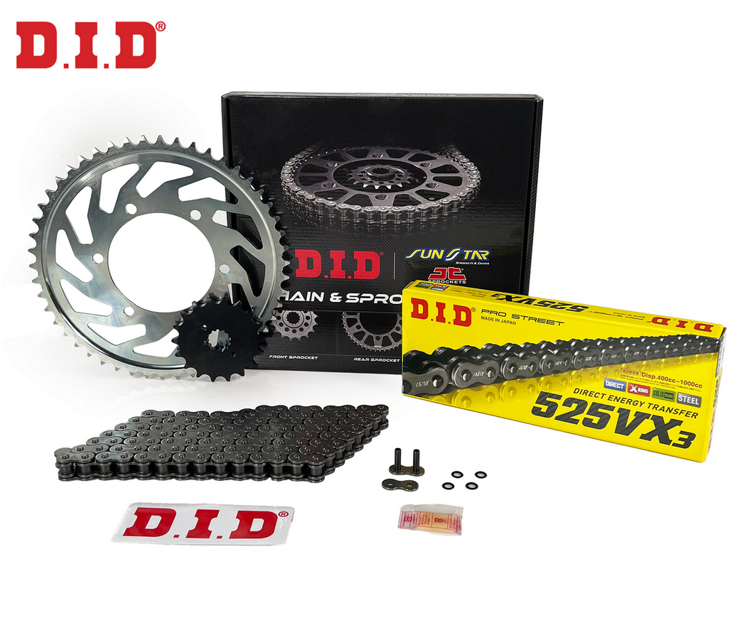 ZİNCİR DİŞLİ SETİ - BMW F 700 GS (700 CC) - (2013-2018) / BMW / F 700 GS / 700cc / ZİNCİR : DID-525VX3 (ÇELİK)-116 / DİŞLİ : (17T -42T) - ARKA DİŞLİ (- ARKA DİŞLİ DELİĞİ Ø 8.5 MM) / 2013-2014-2015-2016-2017-2018