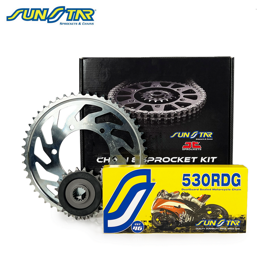 ZİNCİR DİŞLİ SETİ HONDA CBR 1000RR (1000 cc)  (2004-2005) / HONDA / CBR 1000RR / 1000cc / ZİNCİR: SUNSTAR 530RDG (Çelik)-114 / ÖN DİŞLİ: JT (16T)  / ARKA DİŞLİ: SUNSTAR (40T) / 2004-2005